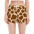 Brown Giraffe Pattern Print Women's Split Running Shorts