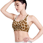 Brown Giraffe Pattern Print Women's Sports Bra