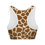 Brown Giraffe Pattern Print Women's Sports Bra