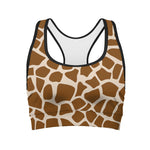 Brown Giraffe Pattern Print Women's Sports Bra