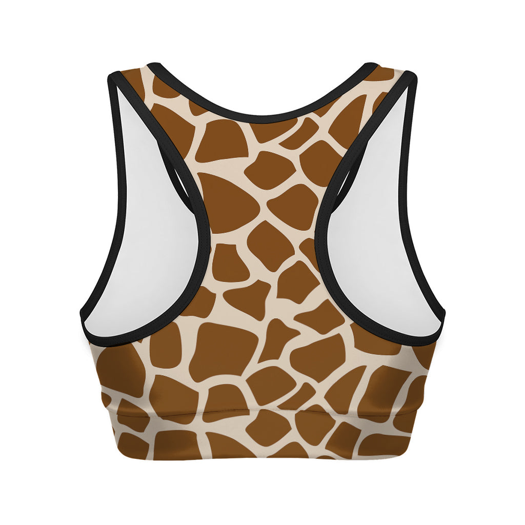 Brown Giraffe Pattern Print Women's Sports Bra