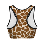 Brown Giraffe Pattern Print Women's Sports Bra