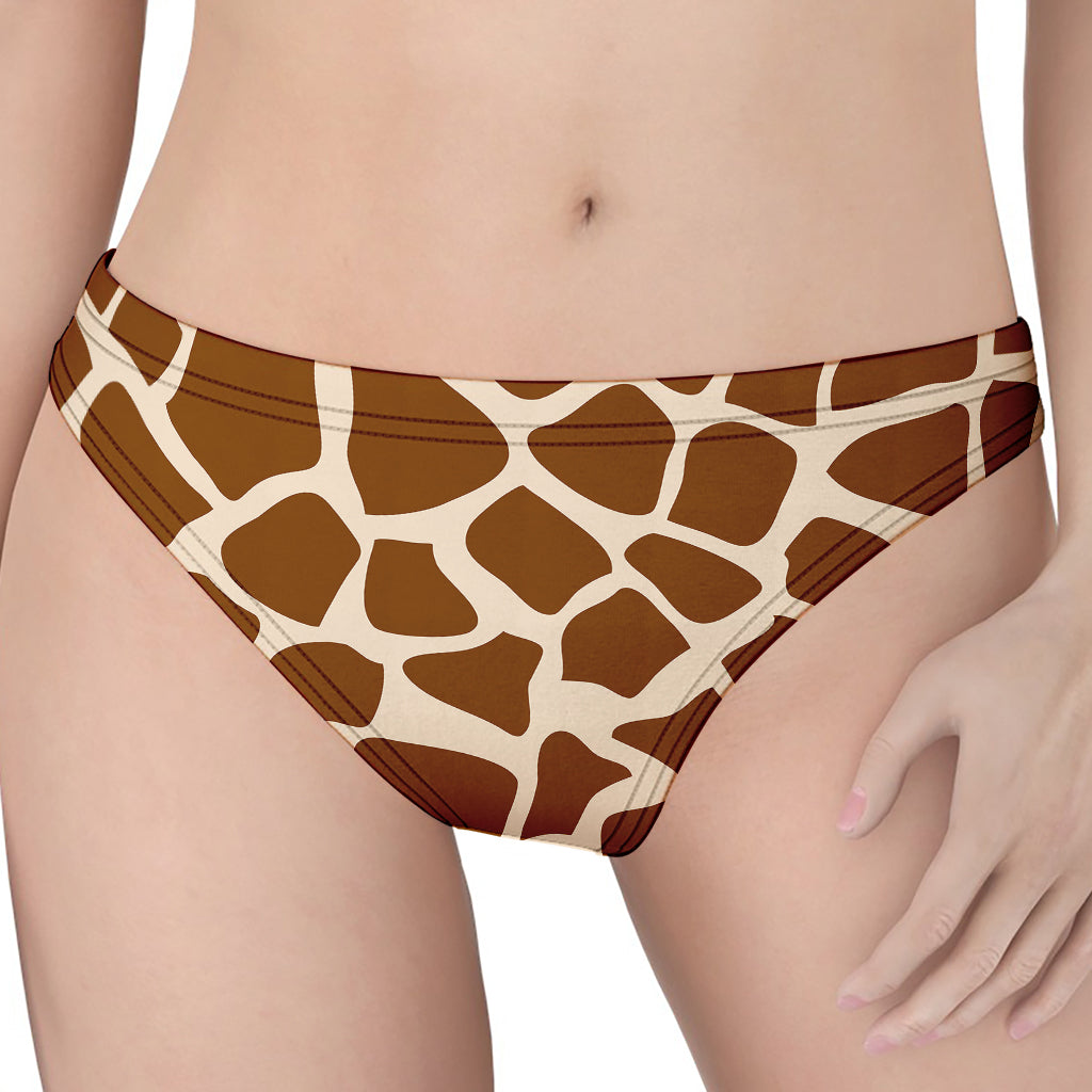 Brown Giraffe Pattern Print Women's Thong