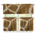Brown Giraffe Print 3 Piece Kitchen Curtains