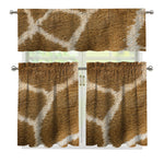 Brown Giraffe Print 3 Piece Kitchen Curtains