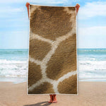 Brown Giraffe Print Beach Towel