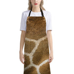 Brown Giraffe Print Bib Apron With Pocket