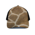 Brown Giraffe Print Black Mesh Trucker Hat