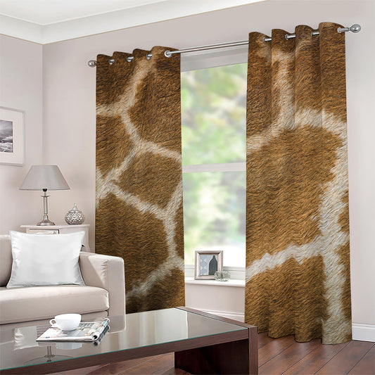 Brown Giraffe Print Blackout Grommet Curtains