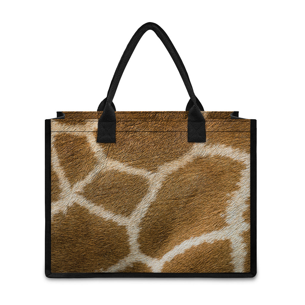 Brown Giraffe Print Canvas Tote Bag