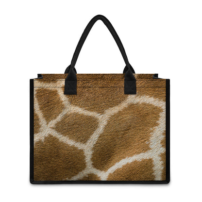 Brown Giraffe Print Canvas Tote Bag