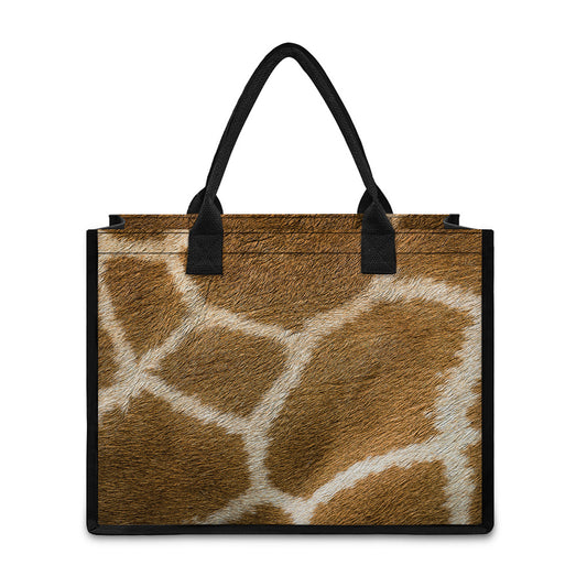 Brown Giraffe Print Canvas Tote Bag