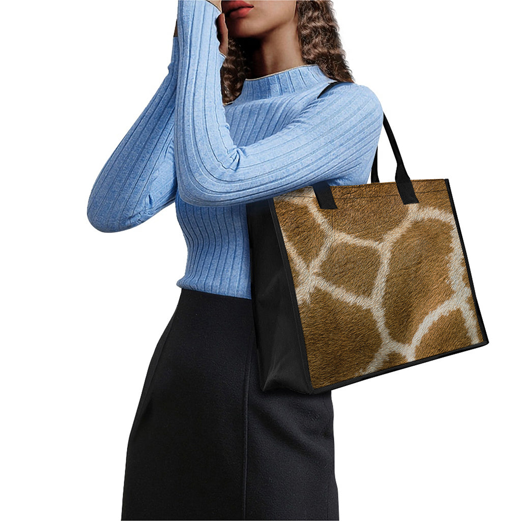 Brown Giraffe Print Canvas Tote Bag