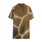 Brown Giraffe Print Cotton Hawaiian Shirt