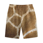 Brown Giraffe Print Cotton Shorts