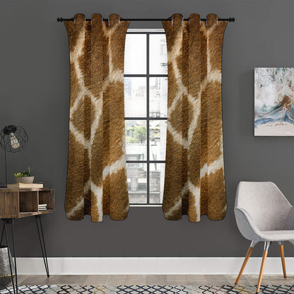 Brown Giraffe Print Curtain