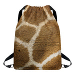 Brown Giraffe Print Drawstring Backpack
