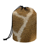 Brown Giraffe Print Drawstring Makeup Bag