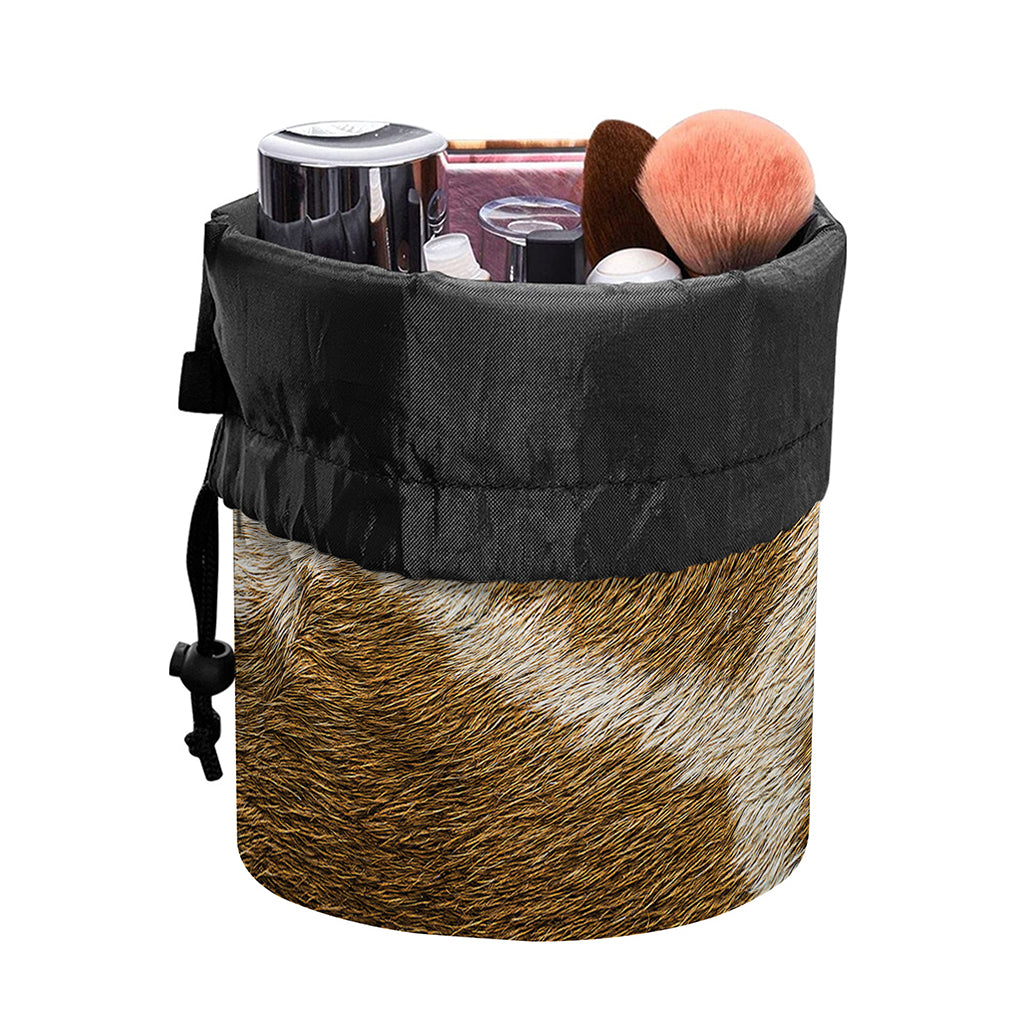Brown Giraffe Print Drawstring Makeup Bag