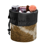 Brown Giraffe Print Drawstring Makeup Bag