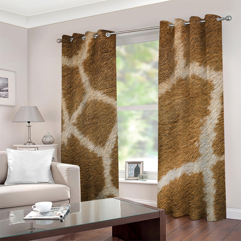 Brown Giraffe Print Extra Wide Grommet Curtains