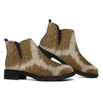 Brown Giraffe Print Flat Ankle Boots