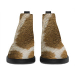 Brown Giraffe Print Flat Ankle Boots