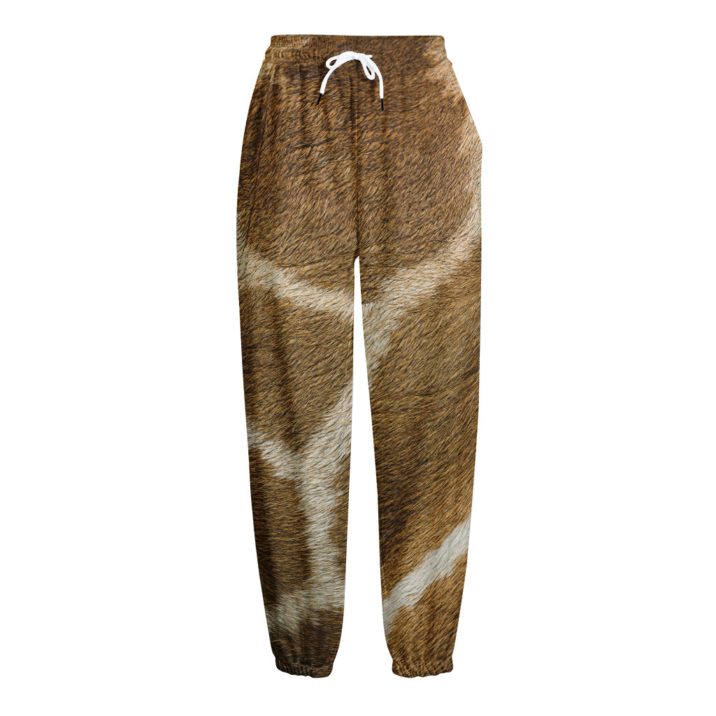 Brown Giraffe Print Fleece Lined Knit Pants