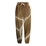 Brown Giraffe Print Fleece Lined Knit Pants