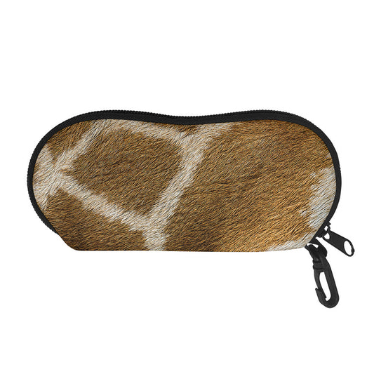 Brown Giraffe Print Glasses Case