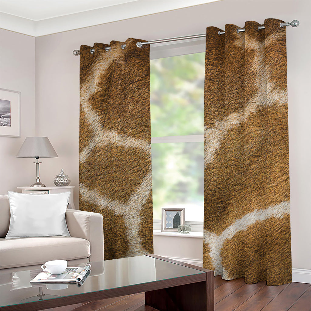 Brown Giraffe Print Grommet Curtains