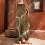 Brown Giraffe Print Harem Pants