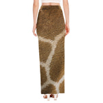 Brown Giraffe Print High Slit Maxi Skirt