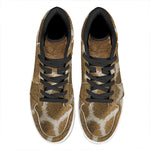 Brown Giraffe Print High Top Leather Sneakers