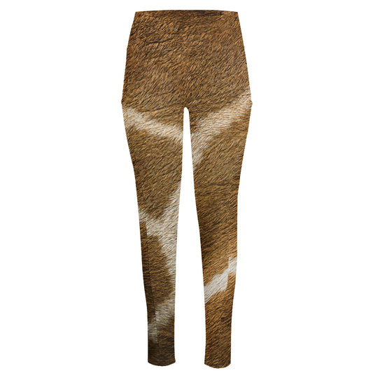 Brown Giraffe Print High-Waisted Pocket Leggings