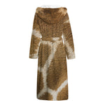 Brown Giraffe Print Hooded Bathrobe