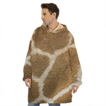 Brown Giraffe Print Hoodie Blanket