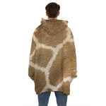 Brown Giraffe Print Hoodie Blanket