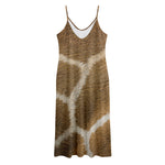 Brown Giraffe Print Jersey Midi Cami Dress