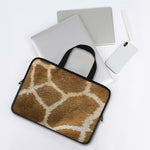 Brown Giraffe Print Laptop Sleeve With Handle