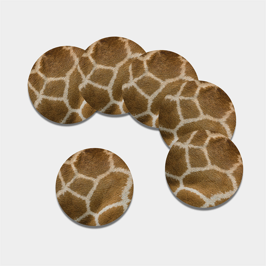 Brown Giraffe Print Leather Coaster Set
