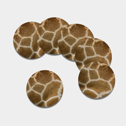 Brown Giraffe Print Leather Coaster Set
