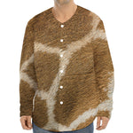Brown Giraffe Print Long Sleeve Baseball Jersey