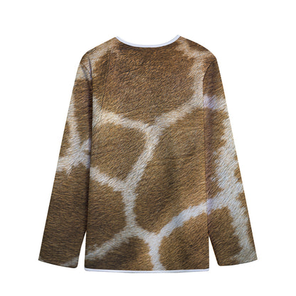 Brown Giraffe Print Long Sleeve Short Coat