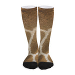 Brown Giraffe Print Long Socks
