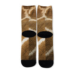 Brown Giraffe Print Long Socks