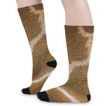 Brown Giraffe Print Long Socks