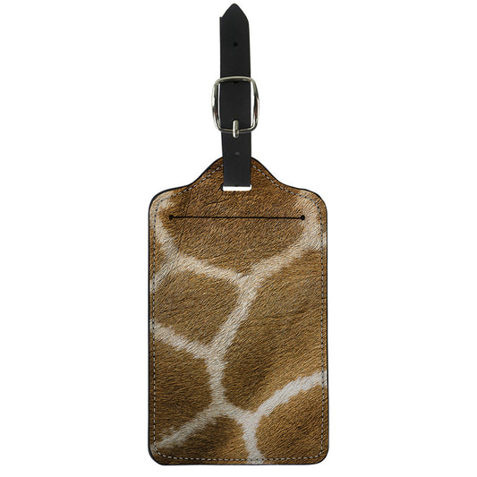Brown Giraffe Print Luggage Tag