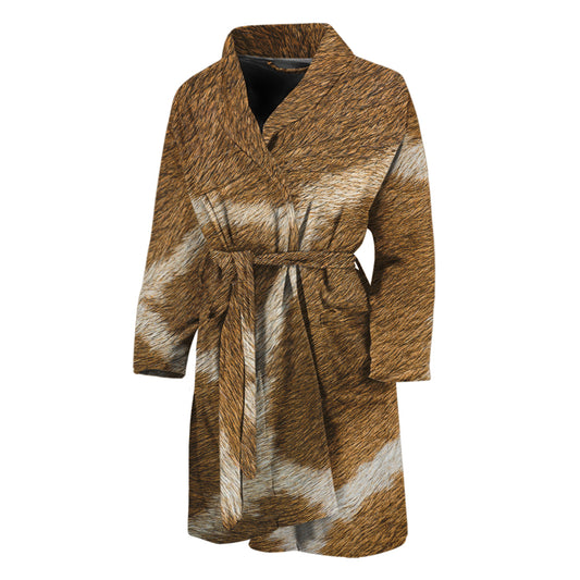 Brown Giraffe Print Men's Bathrobe