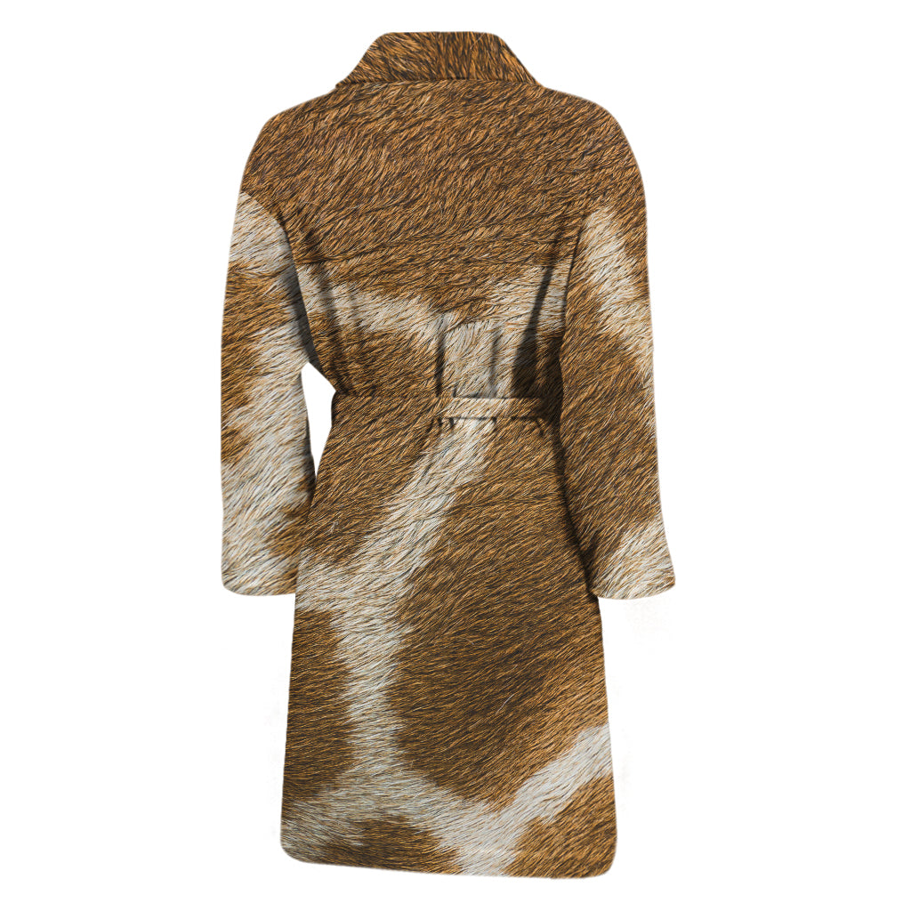Brown Giraffe Print Men's Bathrobe